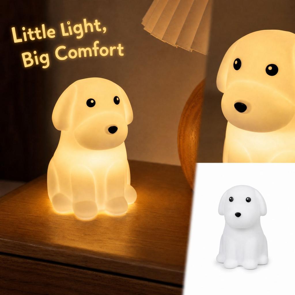 Puppy Shaped Night Light with Tap for Kids Bedroom, Nursery and Home Decor