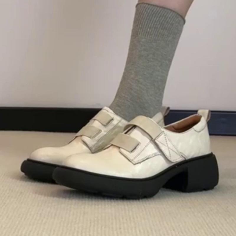 2025 New Women Heeled Shoes Loafers Brand Chunky Marie Janes Shoes Elegant 2025 Winter Leather Pumps Zapatillas