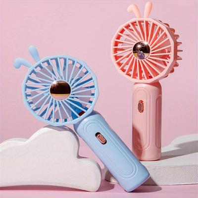 1pc Small Handheld Fan Mini Portable Desktop Silent Small Fan with Lights Student Office Fan