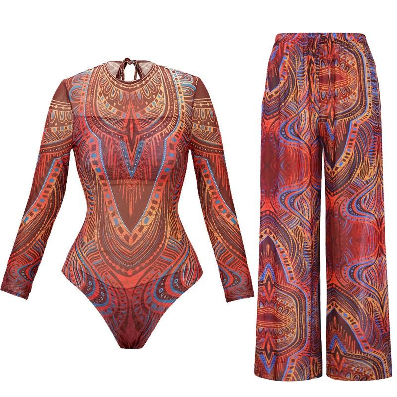 Smart Swimsuit Russian Style Women's Sunscreen One Piece Swimsuit With Long Pants