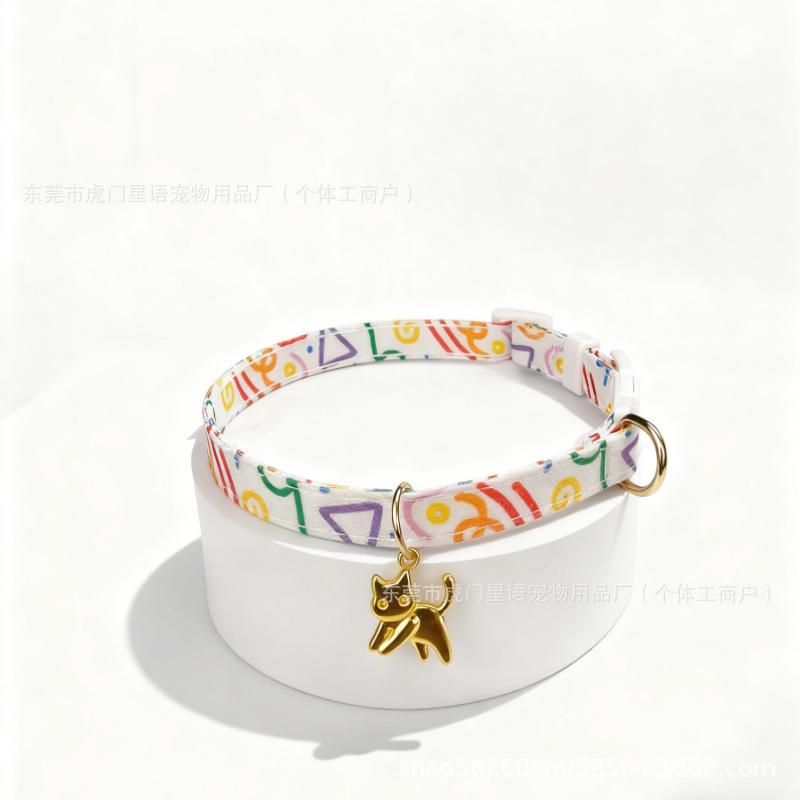 

Graffiti Pattern Cat Collar with Cat Charm
