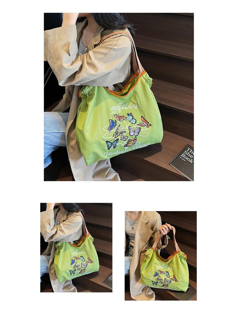 Retro Embroidered Nylon Large-Capacity Shoulder Bag - Trendy Women's Handbag for Shopping