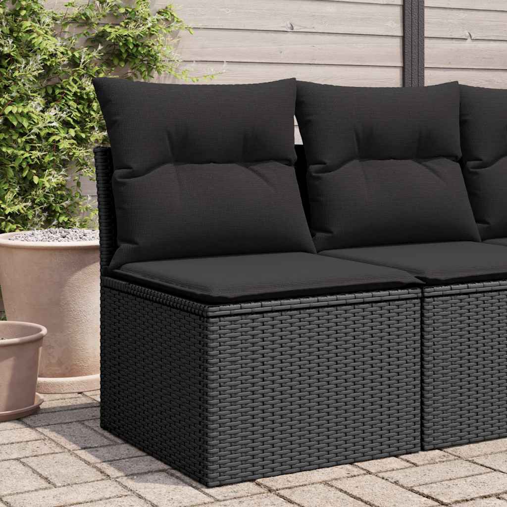 Vidaxl Garden Sofa Module, Armless, With Cushions, Black