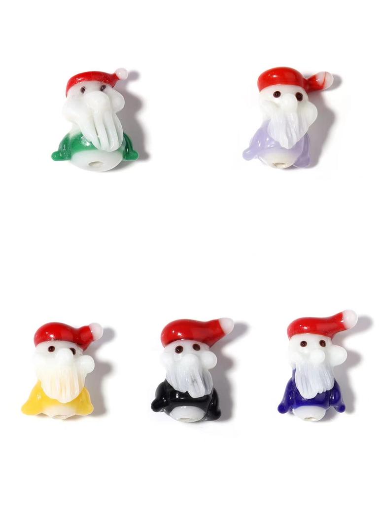 2pcs Christmas Lampwork Beads Cute Santa Claus Snowman Glass Loose Beads For Jewelry Making DIY Bracelets Necklace Accessories