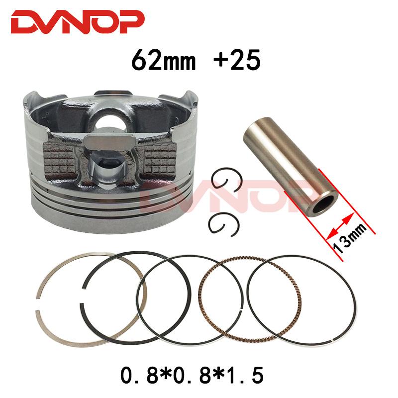 Motorcycle 62 mm Piston 13 mm Pin Ring Set Kit Assembly For HONDA CG150 CGH150 ZJ150 Irbis GS150 150cc