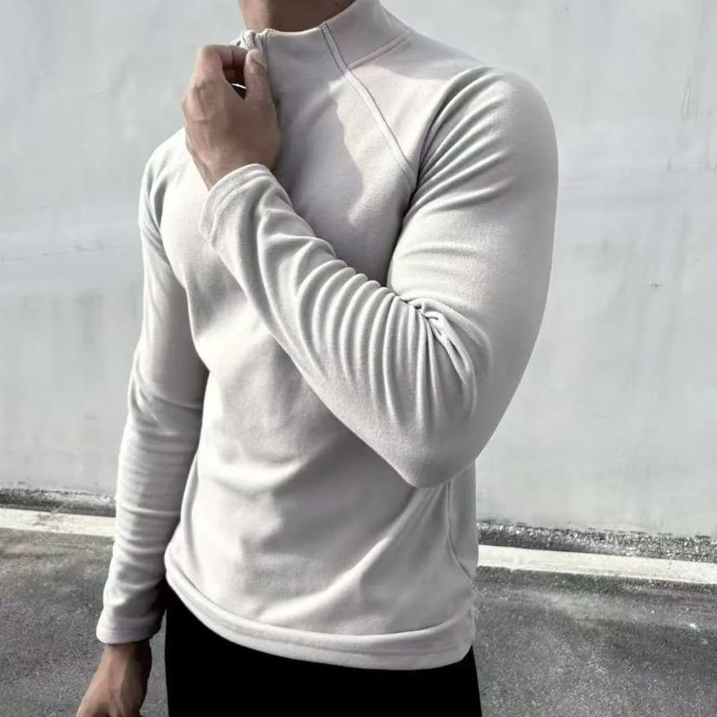 

Solid Pullover Bottoming Shirt for Men s Sports Casual Long-sleeved Stand-up Collar Half-zip Sweatshirt Autumn and Winter Top L сірий колір