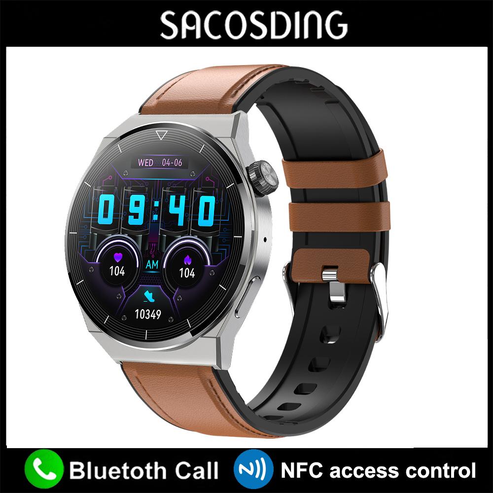 SACOSDING NFC Smart Watch Men GT3 Pro AMOLED 390*390 HD Screen Heart Rate Bluetooth Call IP68 Waterproof SmartWatch For Huawei Xiaomi