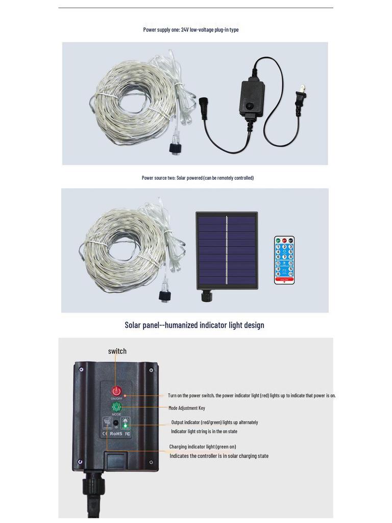 LED Solar Starry Sky String Lights - Copper Wire, Outdoor, Low Voltage, Perfect for Festive Garden Decoration