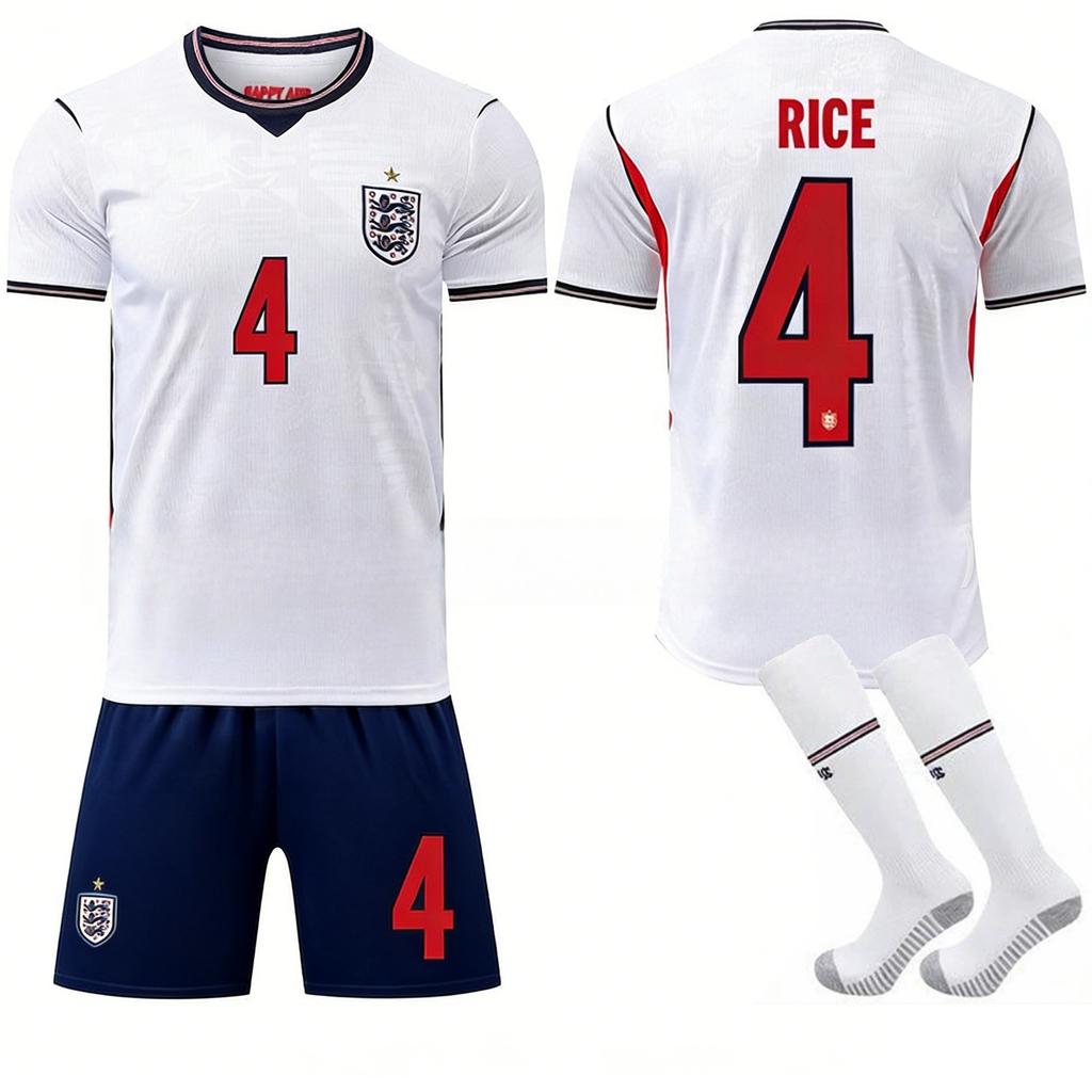 27 England Hemma Vit Nr. 10 Bellingham Tröja Nr. 7 Saka No. 9 Kane Fotbollströja Kostym