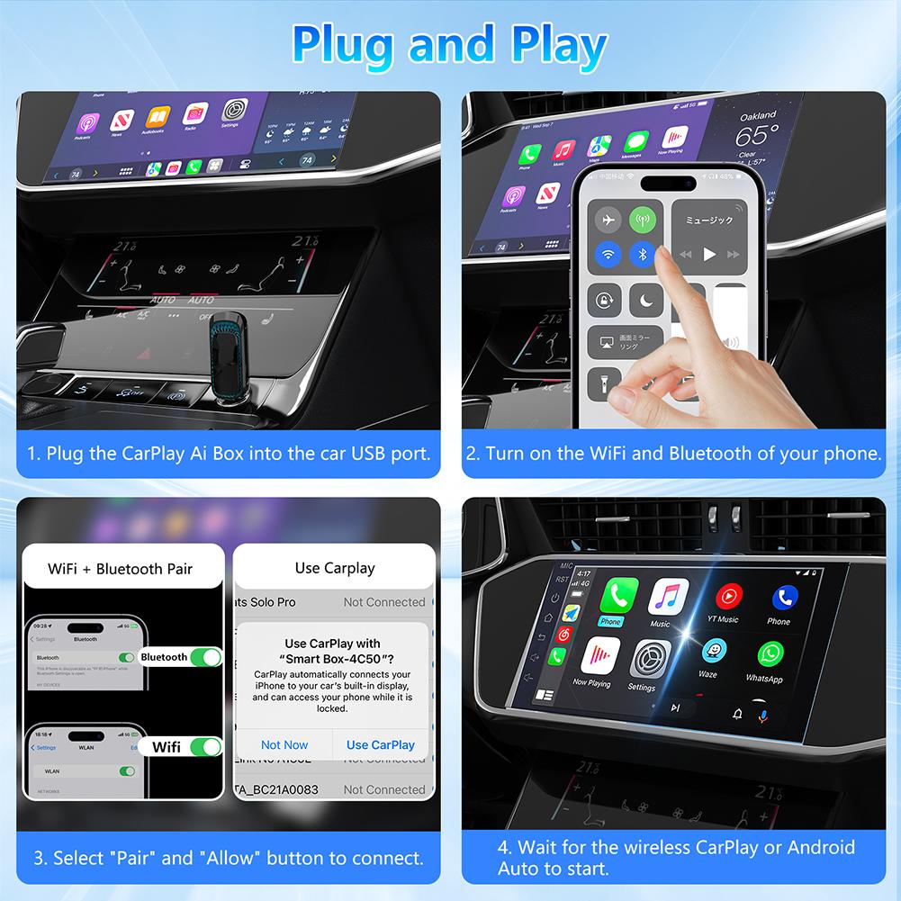 Wireless CarPlay & Android Auto Adapter Wireless Carplay Adapter Smart Box