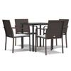vidaXL 5 Pcs. Garden Dining Set with Cushions Poly Rattan and Steel