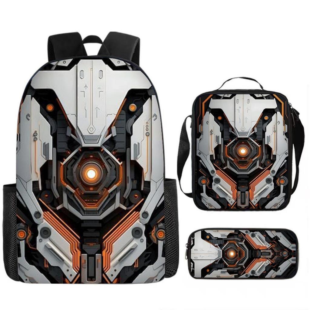 Conjunto de Mochila Escolar Mecânica Infantil - Mochila Escolar de Grande Capacidade com Bolsa de Ombro e Estojo para Estudantes