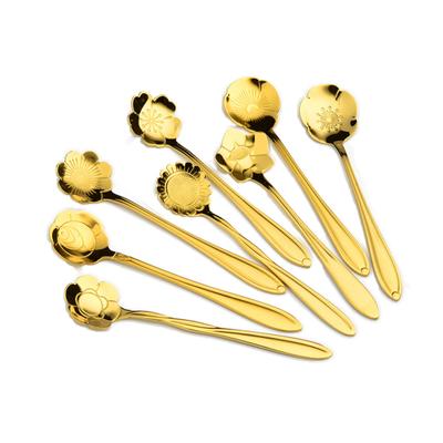 8 יחידות פרח נירוסטה קפה כוס תה כפית כפית כלי מטבח מתנה