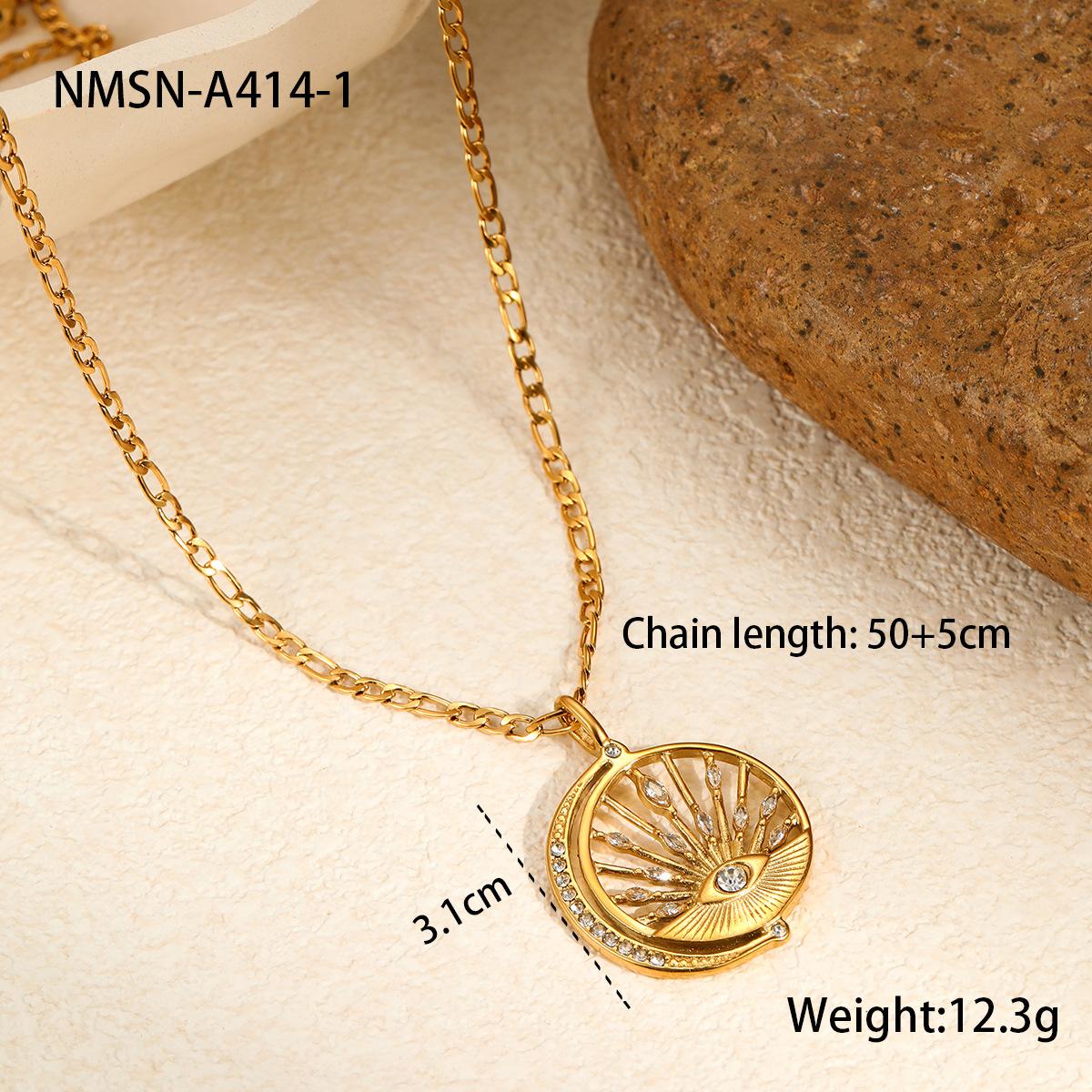 GEMCHIC Women s Gold Evil Eye Pendant Necklace Stainless Steel Rhinestone Choker Fashion Jewelry 18K