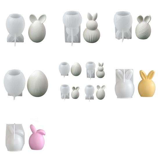 Silicone Molds Easter Bunny Egg Casting Mold Set for Plaster Soy Wax Resin Flexible Easy Release Craft