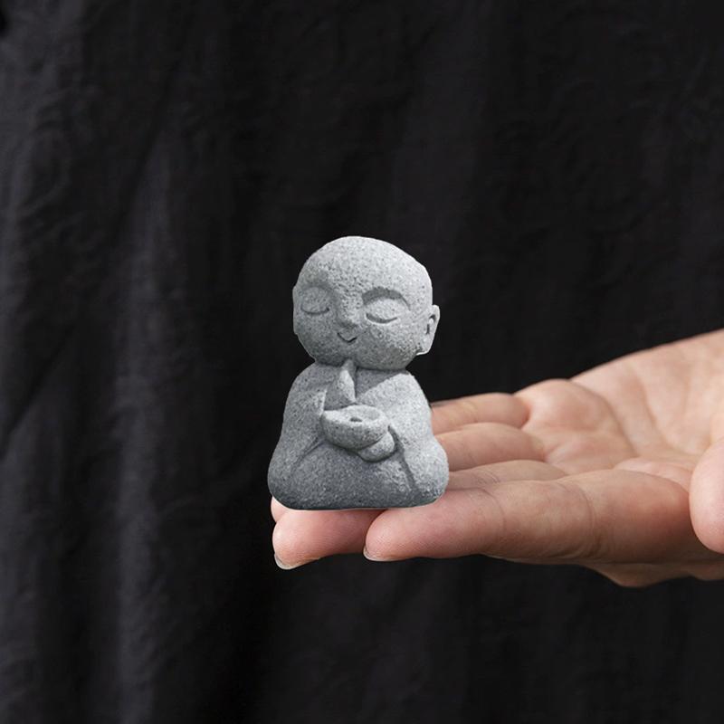 Držák na kadidlo pro japonský mnich jizo na tyčinky, zenový mnich, kadidlo na kadidlo, pískovcový Buddha, držák na kadidlo