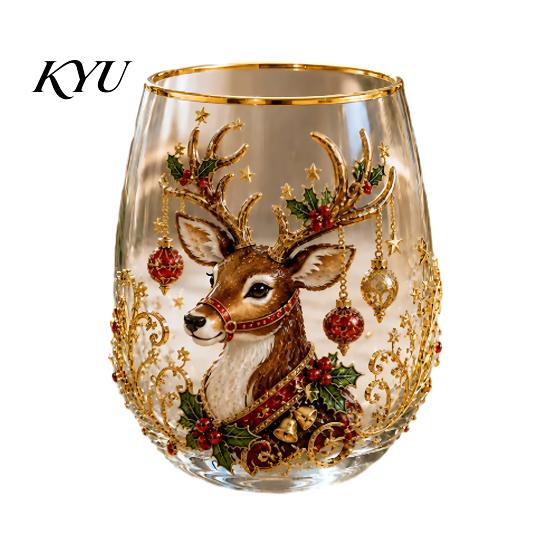 Feestelijk Ritueel Eetkamer Accessoire 330ML Kerst Glas Waterbeker, Krans/Kerstman/Hert/Kousen/Sneeuwman Patroon Feestelijk Glaswerk Seizoensgebonden