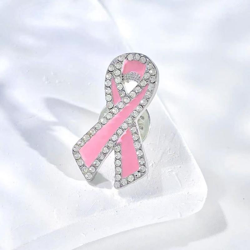 1 Stück Rosa Band Brosche Brustkrebs Aufmerksamkeits Schmuck Damen Metall Abzeichen Pins Spendenaktionen Veranstaltungen Geschenk