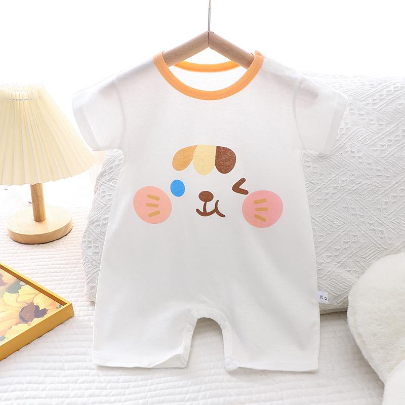 2026 Summer Kids O-Neck Short Sleeve Pajama-Rompers Baby Spring Short Crawling Clothes Cartoon Cotton Jumpsuit for Girl Boy