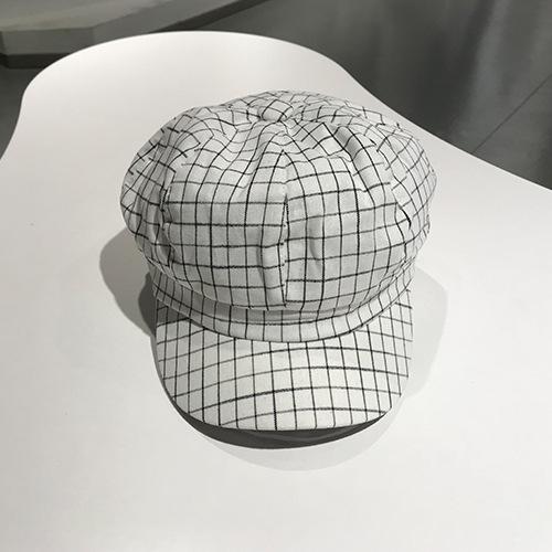 Versatile plaid thin octagonal hat British retro student cap Casual painter hat Newsboy hat Children