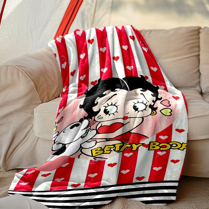 [Betty Boop Blanket] Soft Throw Blanket for Bed Sofa, Holiday Gift Blanket for Women Men Family Friend