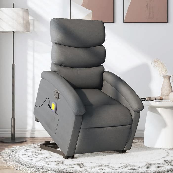 VidaXL Reclining Massage Chair Dark Grey Fabric, Lift Recliner, Recliner for People 3203991