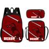 Deadpool School 3Pcs Set Backpack+Shoulder Bag+Pencil Case Fashion Schoolbag Backpack Trend Kids Gift Practical Multifunctional