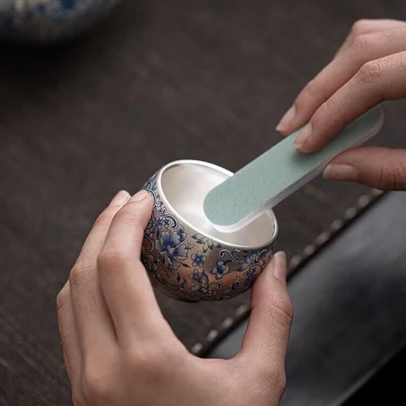 Master Su Aizhen Blue Floral Gilded Ceramic Xishi 4-Piece Tea Set
