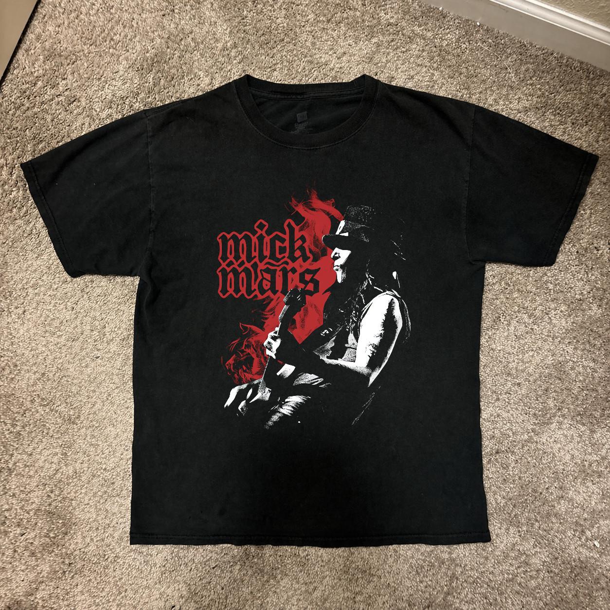 Vintage Mick Mars Artwork Black T-Shirt Unisex All Sizes S разноцветный