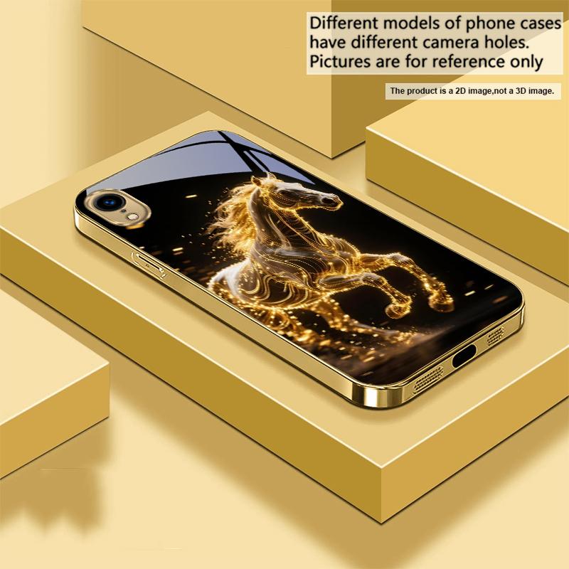 Golden Dragon Totem For IPhone 17Pro Max 16 17 Pro 15 Pro 14 13 Plus 12 Mini 11Pro Max XR 16E 17Air Golden Glass Phone Case