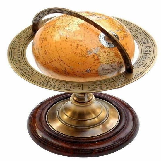 Antique Brass 30.48 Cm Globe World Map Nautical Table Decor Astrolabe Armillary Sphere