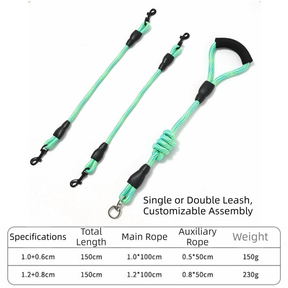 Wave Pattern Double Head Dog Rope Removable Pet Walking Rope Two Dog Lead Rope  Medium Breeds