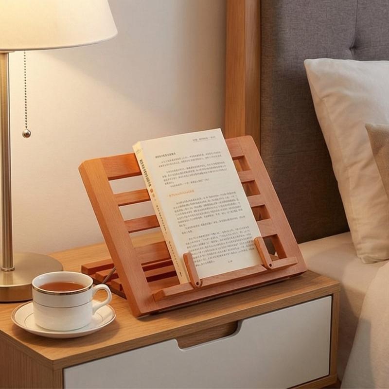 Support de lecture pliable en bois peu encombrant avec clip pour page, angles réglables, support pour manuel, partitions de musique, livre de cuisine