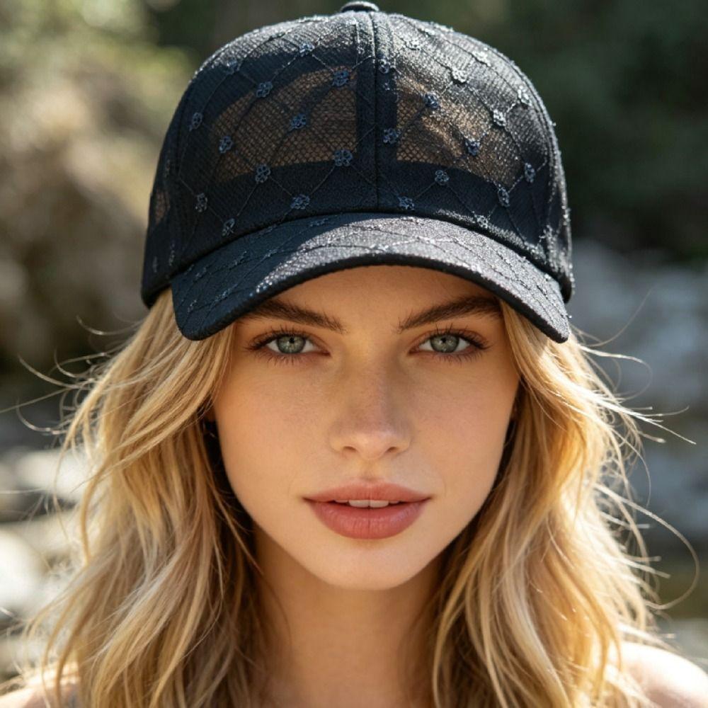 Adjustable Summer Baseball Cap Hollow Floral Outdoor Sun Hat Breathable Baseball Hat  Sport Wear