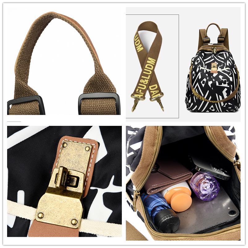 New Ethnic Style Double Shoulder Women's Bag Single Shoulder Crossbody Waterproof Oxford Cloth Women's Backpack