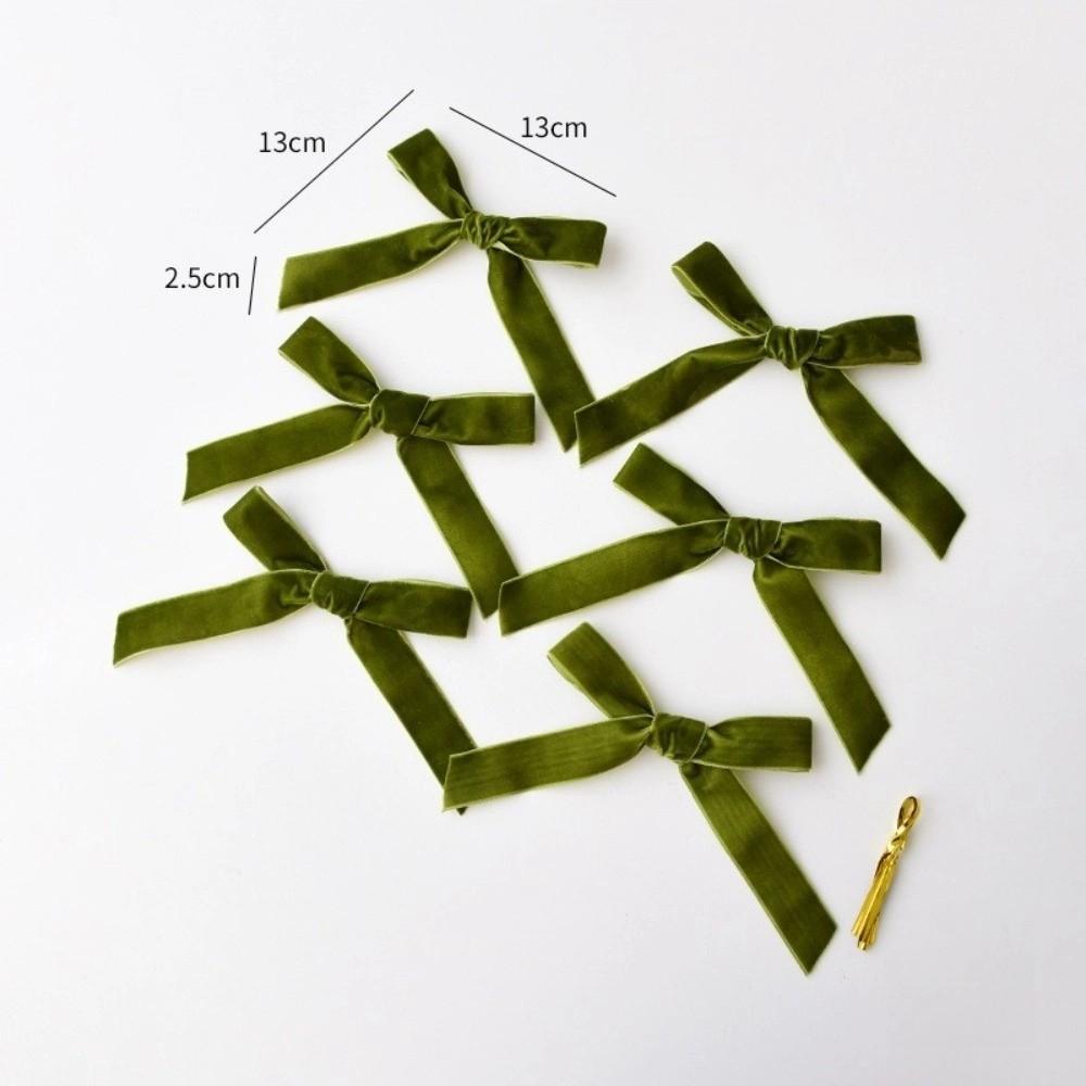 6pcs New Velvet Xmas Tree Ribbon Merry Christmas 2.5/3.8cm Hanging Pendant Red Green Brown Wreath Ribbon Decor Party Decor