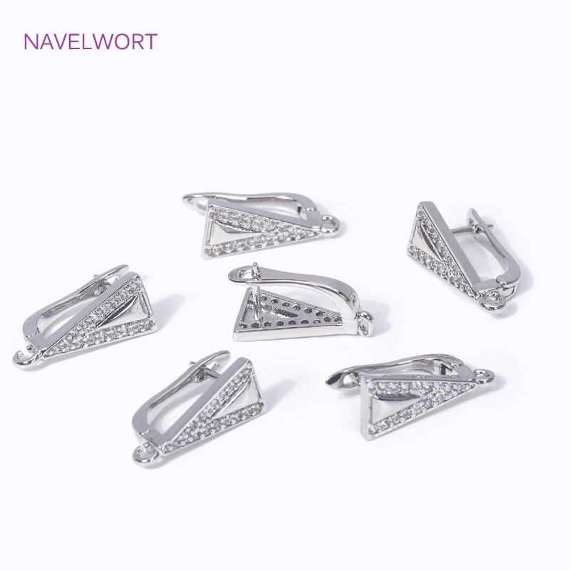 Fashion Rhodium Plated Leverback Earwire Hooks Fasteners Cubic Zirconia Earrings Clasps For DIY Creative Earring Accessories