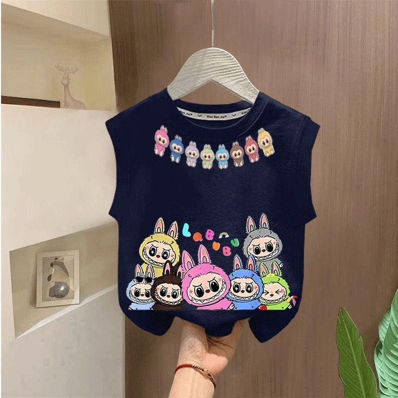 Cute Labubu Vests for Children, Fashionable T-shirts for Boys and Girls Summer