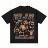 T-shirt Grafica Islam Makhachev 2026 per Unisex Cotone Oversize Streetwear Vestibilità Audace Girocollo Retro Merchandising per Fan Maglietta Casual Quotidiana