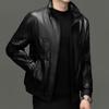 Yiliteng Men's Stand-Collar Leather Business Casual Jacket