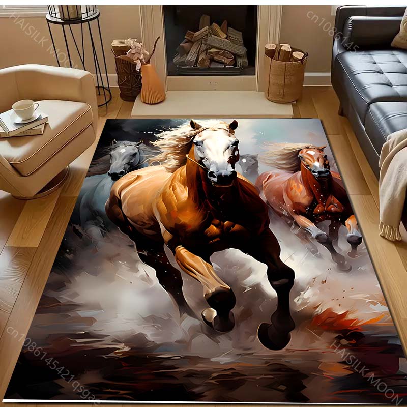 17 Styles Running Horse Print Carpet for Living Room Bedroom Sofa Doormat Home Decor  Area Rug Non-slip Floor Mat for Gifts