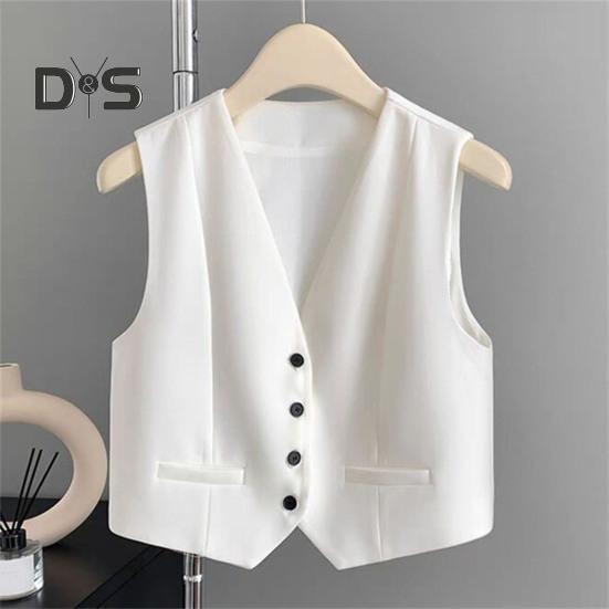 Women's Vest Top Sleeveless Suit Vest Single Breasted V-neck Waistcoat Dressy Casual Vest Jacket for Spring Summer