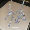 French high-end zircon butterfly fringed earrings necklace set niche temperament collarbone chain light luxury fashion jewelry