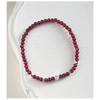 Sterling Coin Garnet Beaded Bracelet Women Minimalist Boho Style Adjustable Handmade Jewelry B3036