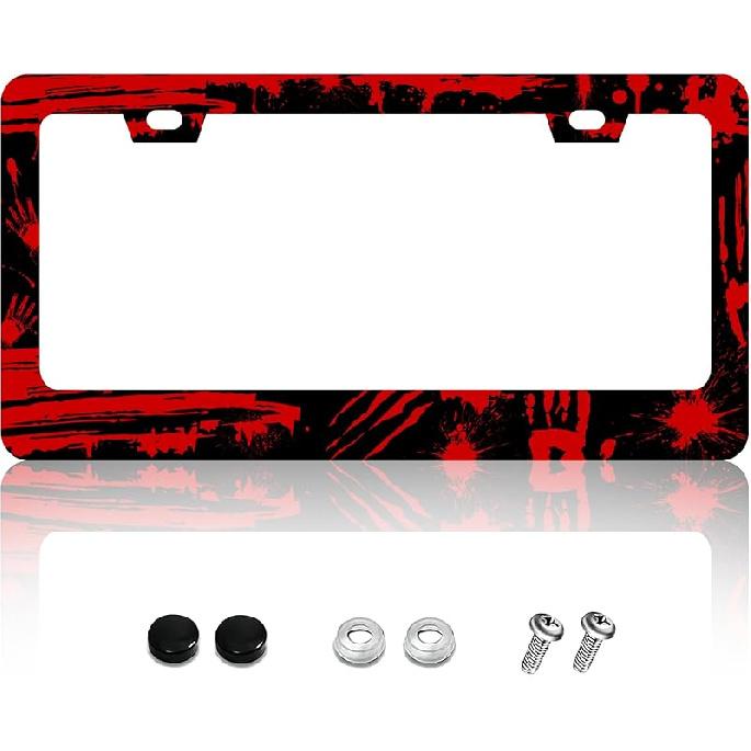 FIORDY 2Pcs Bigfoot License Plate Frame Personalized License Plate Frames Auto Accessory Bracket Stainless Steel License Plate Holder With Screws For