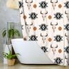 Western Bohemian Shower Curtain Tribal Bull Skull Geometric Beige Bathroom Decorative Shower Curtain with Hook