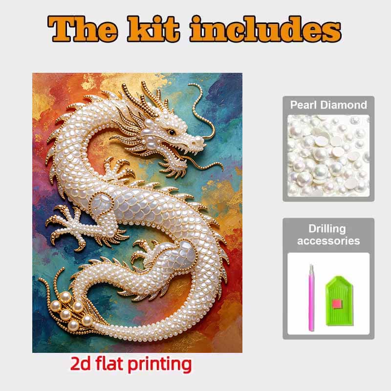 Pearl Art Painting Home Wall Decor Chinese Dragon Pearl Gemstone Painting Picture Crafts Adult/Beginner Gift Creative Home Decor Unframed