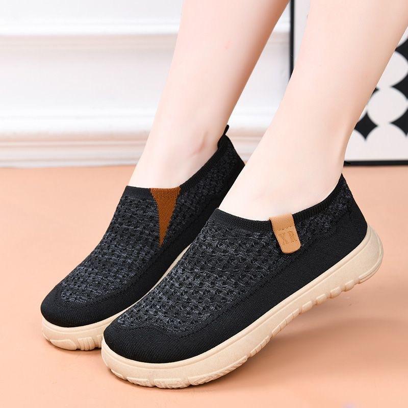 New old Beijing cloth shoes breathable and comfortable women's shoes non-slip one-pedal mesh breathable flat-soled single shoes