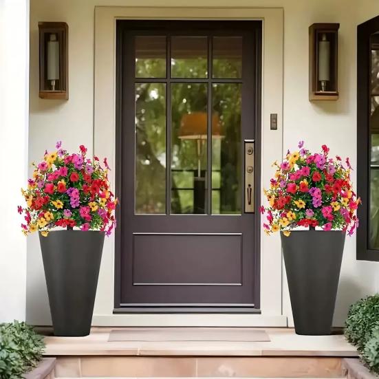 Sfera Topiaria Viola Artificiale con Picchetto per Piante Finte Viola da Esterno Arbusti Piante Finte Realistiche Resistenti ai Raggi UV per Giardino Cortile Portico