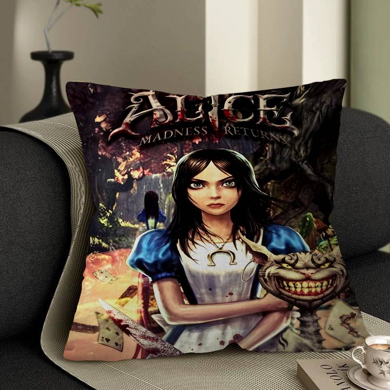 A-Alice M-Madness R-Returns Vintage Pillow Case Cushion Cover Car Throw Pillow Case For Sofa Car Christmas Gift 40x40cm 45x45cm